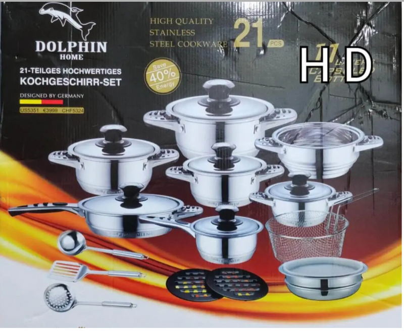 21 Piece High Quality Stainless Steel Cookware Set