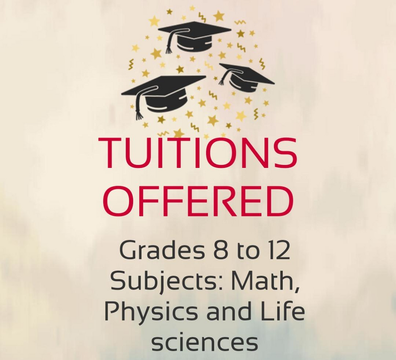 Mathematics and Physical Science tuition offered