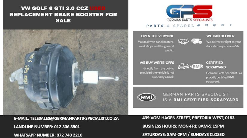 VW GOLF 6 GTI 2.0 CCZ USED REPLACEMENT BRAKE BOOSTER FOR SALE