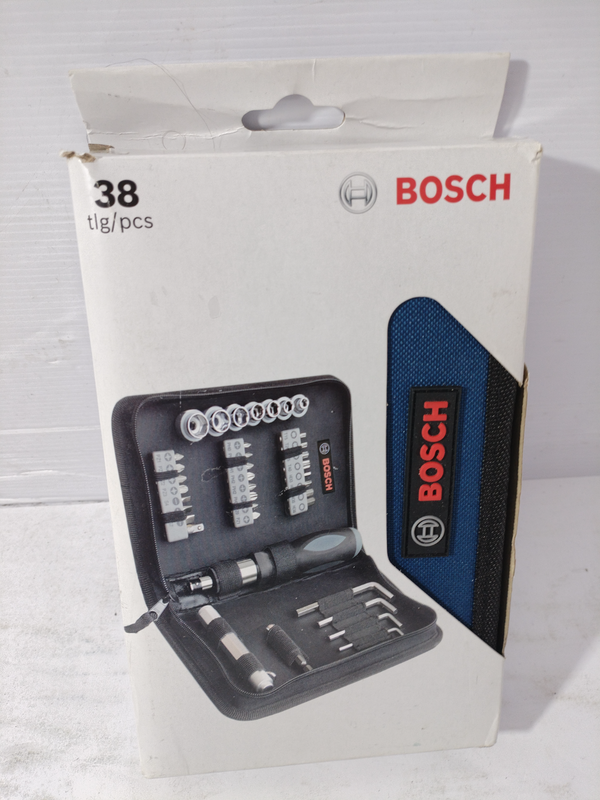 Bosch 38 Piece Blue Mixed Set (Torch, Ratchet Hand Screwdriver, Bits, Sockets, Allen Keys)