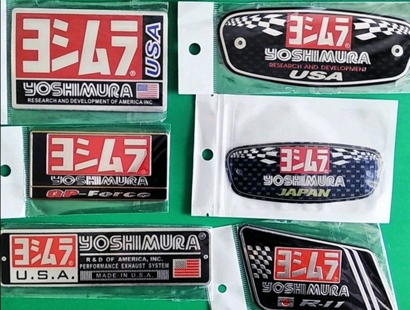 Heat resistant Yoshimura motorcycle exhaust badges emblems