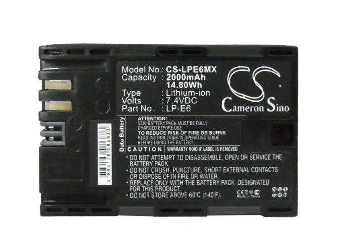 Camera Battery CS-LPE6MX for CANON EOS 7D etc.