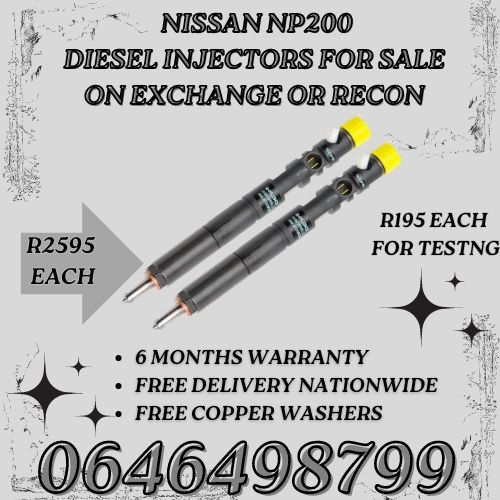 Nissan NP200 diesel injectors for sale with 6 months warranty.