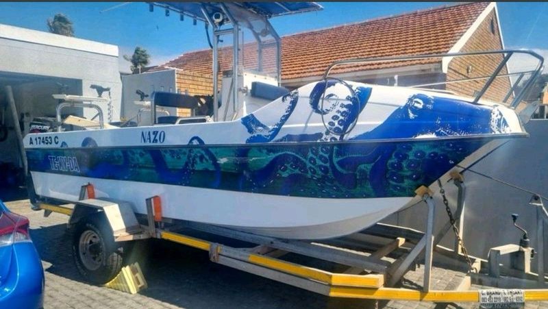 5.7m Coast Cat. Fully rigged with 60hp Mercury Bigfoots. Lovely condition.