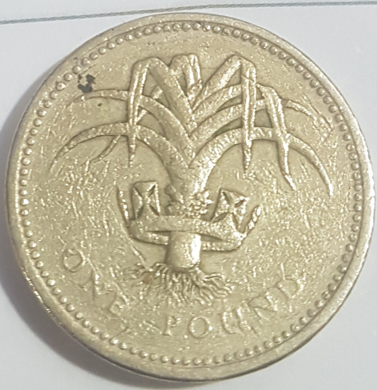 one pound upside down coin