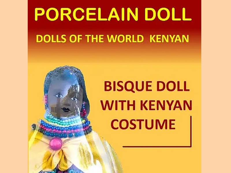Porcelain Doll in Africana Dress