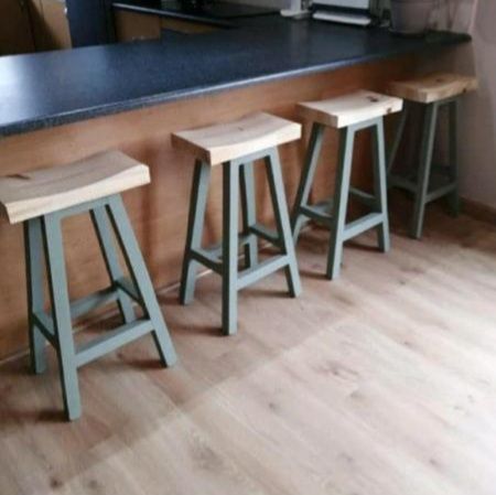 Custom Solid Wood Bar / Kitchen Stools