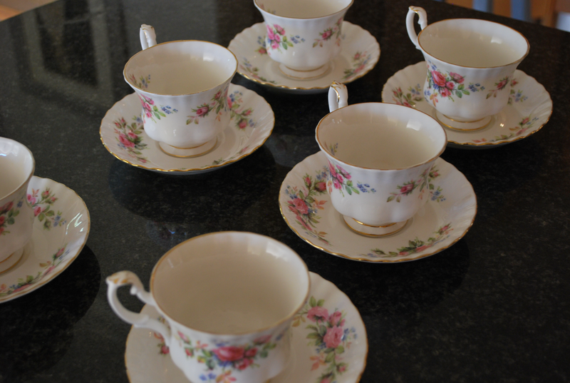 Royal Albert porcelain cups x 6 plus sugar  pot and milk jug