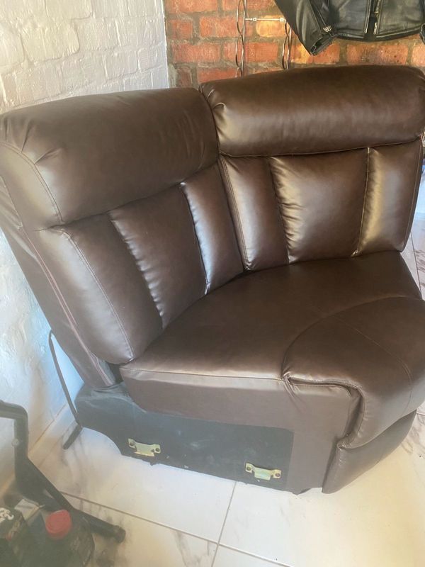 Brown leather corner couch