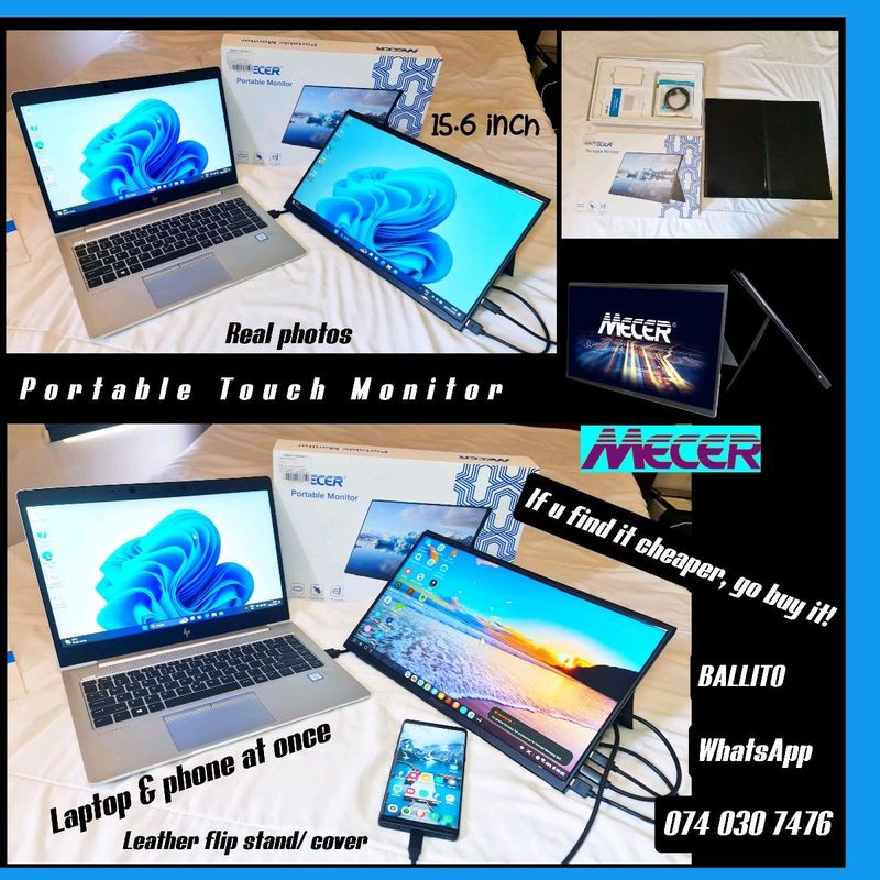 2nice plug&amp;play mecer portable ➡️15&#34; touch monitor, box demo 99%mint (whatsapp ballito