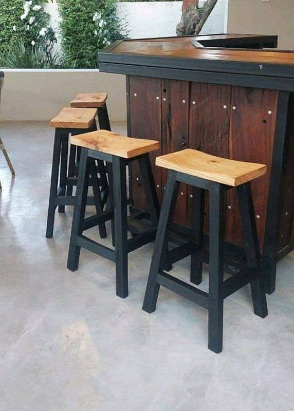 Custom Solid Wood Bar / Kitchen Stools