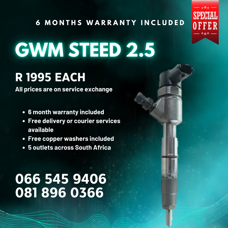 GWM STEED 2.5 DIESEL INJECTORS FOR SALE ON EXCHANGEW ITH WARRANTY