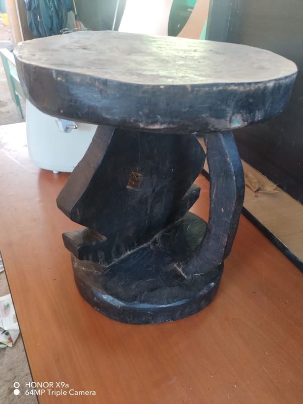 Unique carved wood stool