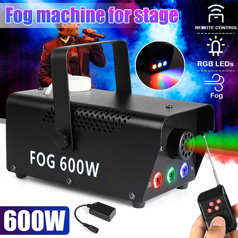 Professional LED Smoke Fog Machine 600W Heavy Duty Compact High Capacity. Has RGB LEDs. Brand NEW.