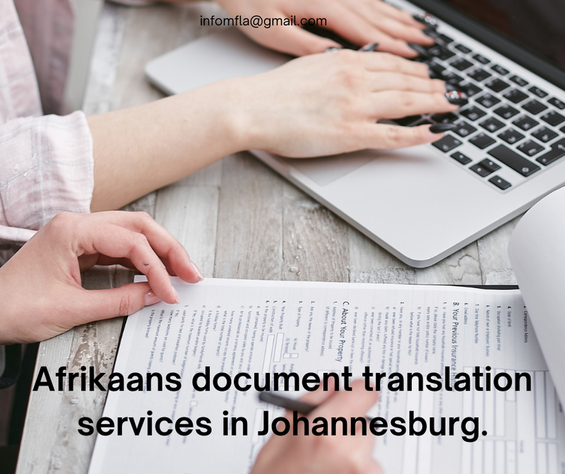 Afrikaans document translation services in Johannesburg