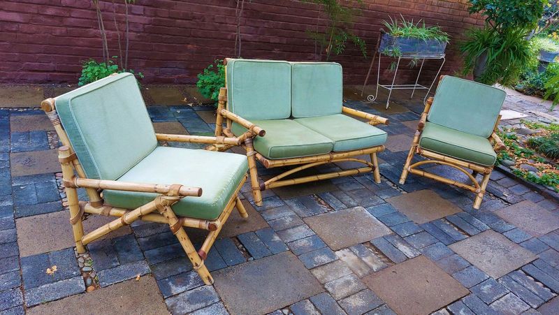 Rottang rattan bamboo vintage set seat chair sofa bench couch table