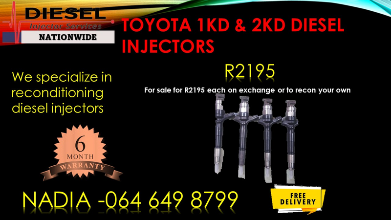 TOYOTA 1KD AND 2KD DIESEL INJECTORS FOR SALE - WE SELL ON EXCHANGE OR RECON