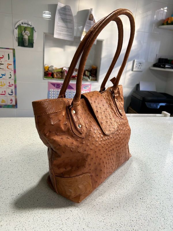 Tan Ostrich Leather Bag