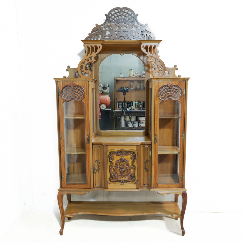 Ornate Basswood Display Cabinet