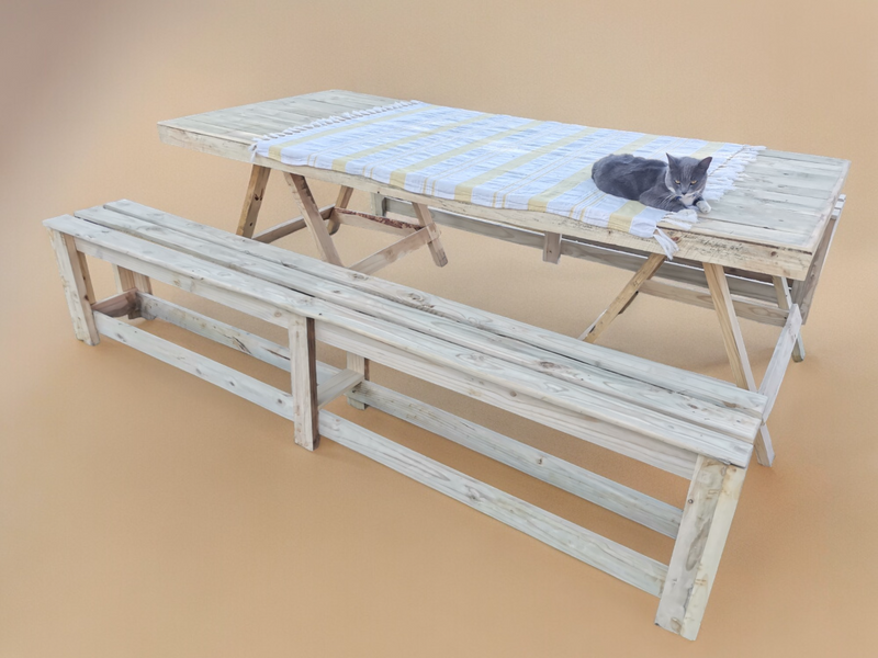 Portable Dining Table on Foldable Trestle Legs