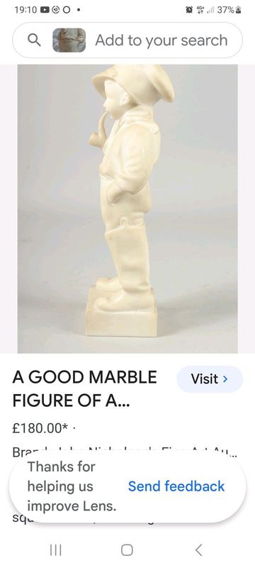 Reduced Marble Statue Boy with pipe