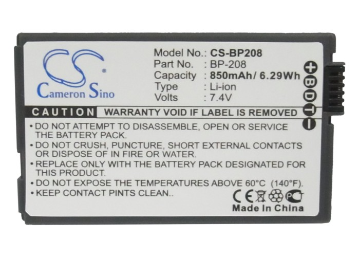 Camera Battery CS-BP208 for CANON BP-208 etc.
