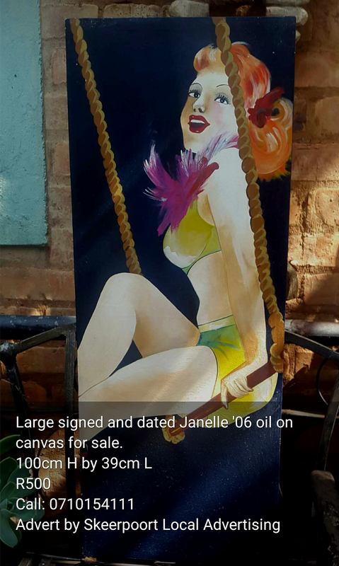 Large signed and dated Janelle &#39;06 oil on canvas painting for sale