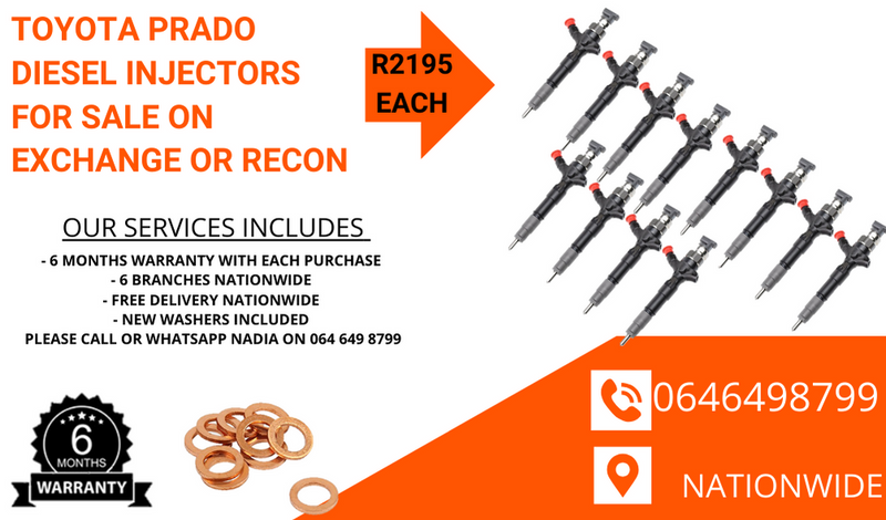 TOYOTA PRADO DIESEL INJECTORS FOR SALE ON EXCHANGE WE SELL ON EXCHANGE OR RECON