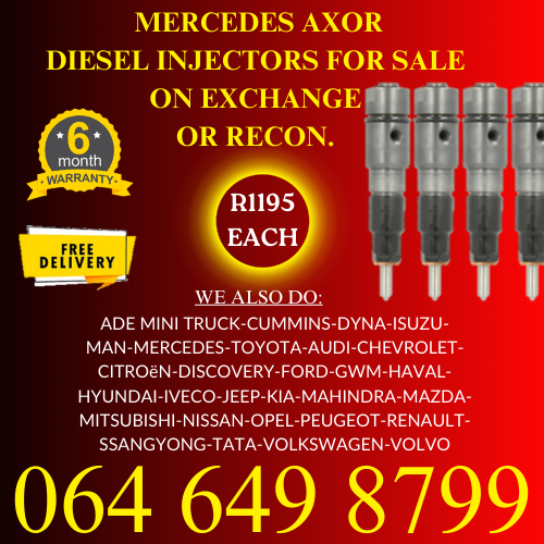 Mercedes Benz Axor diesel injectors for sale on exchange 6 months warranty.