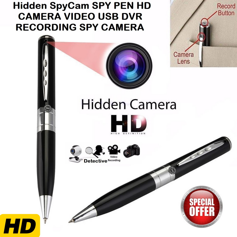 Spy Pen Digital Colour Video Audio Recorder with Micro SD Card Slot. Silver Trim. Brand New Products