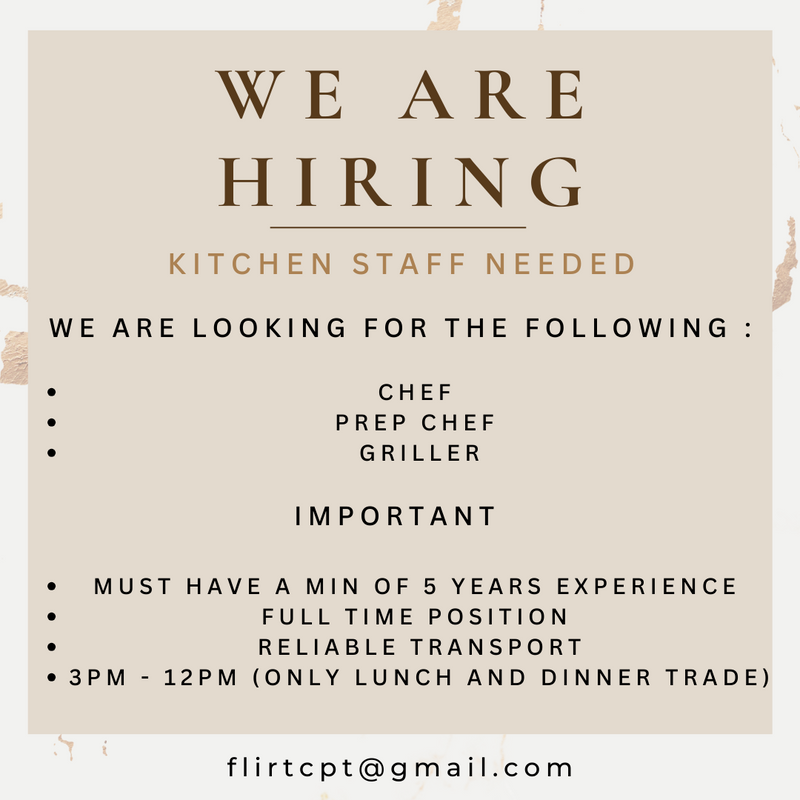 KITCHEN STAFF NEEDED