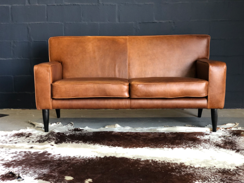 Brand new 1.6m  gameskin genuine leather two seater couch. (A MODERN MID-CENTURY INSPIRED DESIGN)