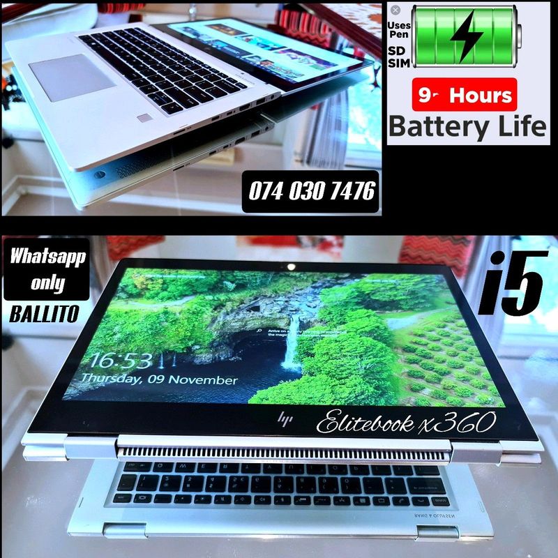 hp elitebook x360 ➡️Touch i5 ➡️best ports ➡️Reduced ➡️9hr batt ➡️whatsapp only, ballito