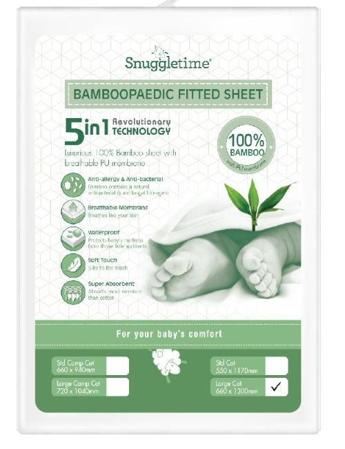 Snuggletime Bamboopaedic Healthex Fitted Sheet - Large Cot