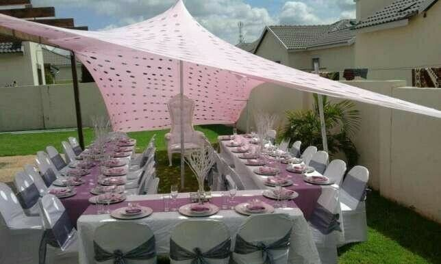 Stretch tents hire, tables, chairs, linen, cutlery and crockery hire.