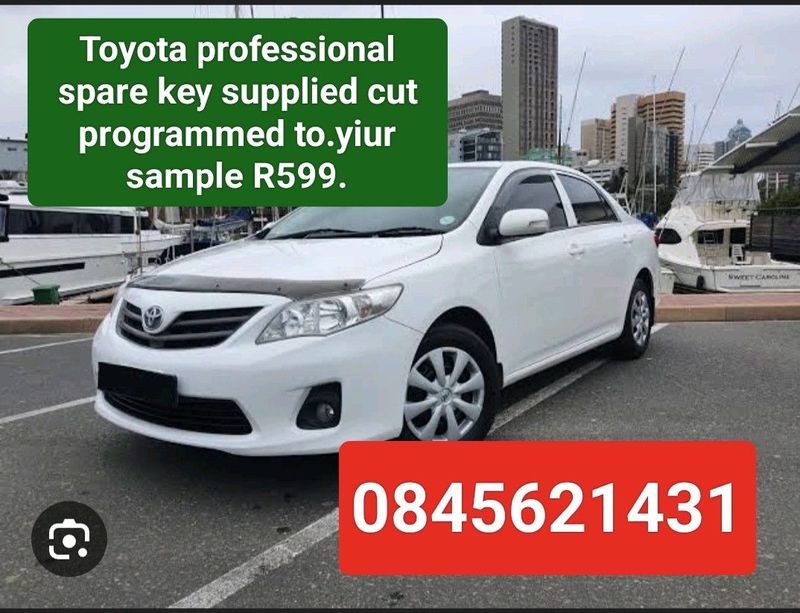 Toyota Corolla professional spare key cut and coded R599