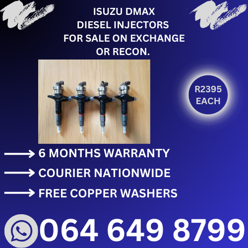 Isuzu Dmax diesel injectors for sale on exchange or to recon with 6 months warranty.