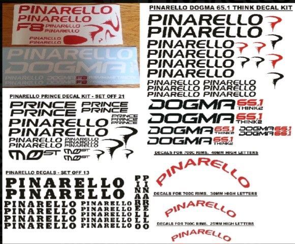 Pinarello Bicycle frame stickers / vinyl cut decals