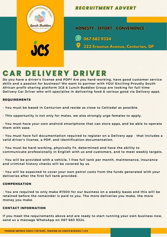Job Opportunity: Delivery Driver