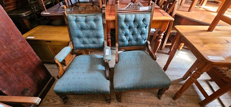 Edwardian Birchwood Armchair &#43; Grandma Chair