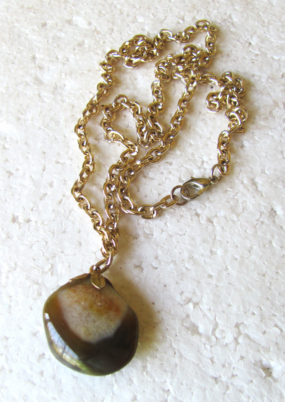 Vintage 1950&#39;s Agate Gemstone Pendant and Chain