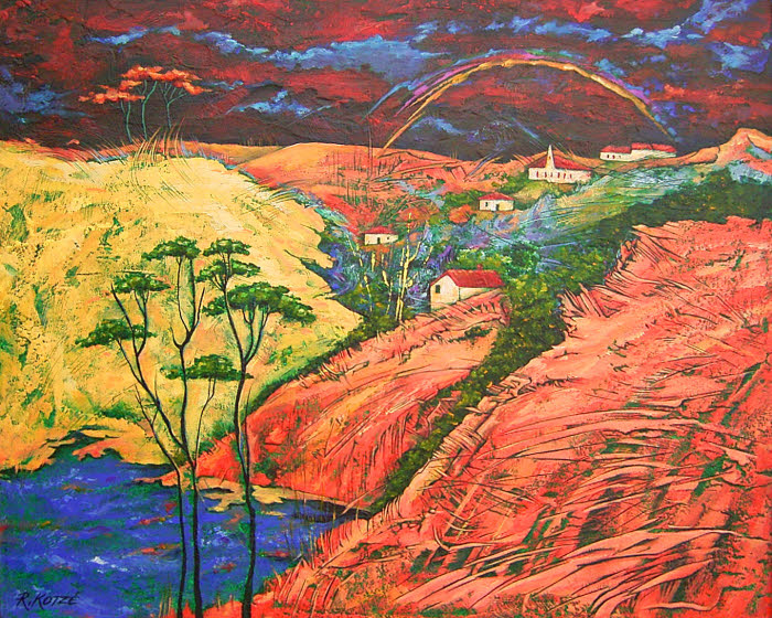 Original, Contemporary Vibrant Landscape Painting by SA Artist