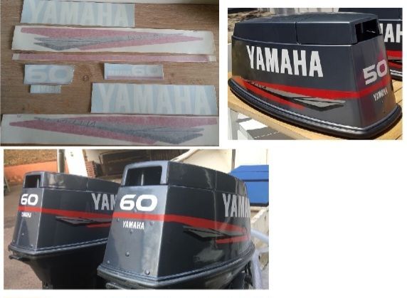 Yamaha 60 hp two stroke outboard motor cowl graphics decal sets