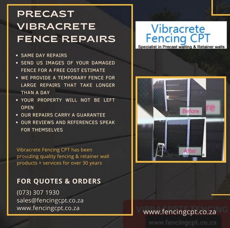 VIBRACRETE FENCING CPT - Precast fencing|concrete palisade|Vibracrete walls|Repairs|wall raising