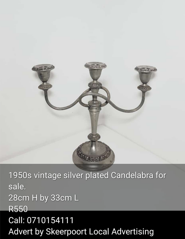 1950s vintage silver plated Candelabra for sale