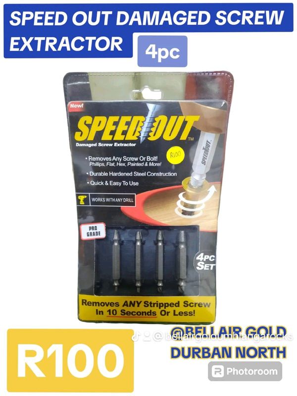 SPEED OUT 4PC DAMAGED SCREW EXTRACTOR SET