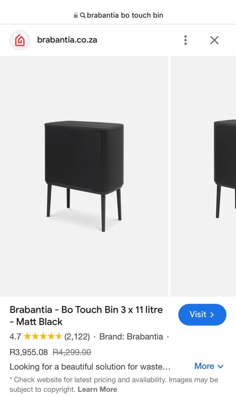 Brabantia Bo touch bin matte black