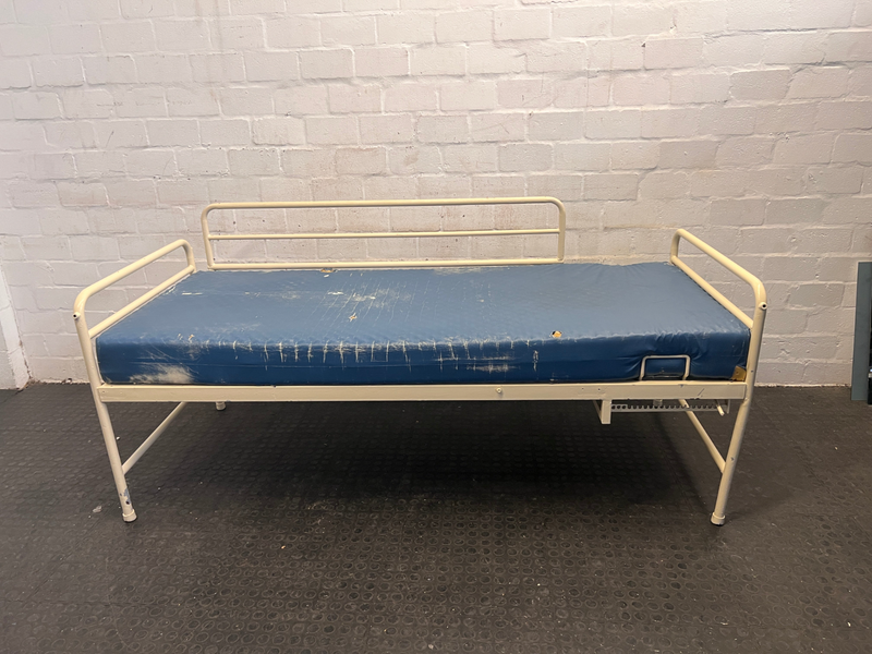 Hospital 3/4 Bed with Blue Mattress (RHS Cot Side/Small Holes)- A48379