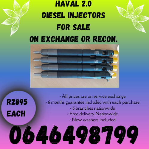 Haval 2.0 diesel injectors for sale on exchange or to recon 6 months warranty