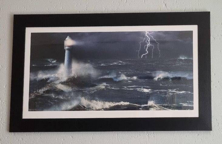 Wood &amp; glass frame lighthouse picture